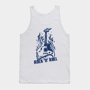 rock n roll flame guitar Tank Top